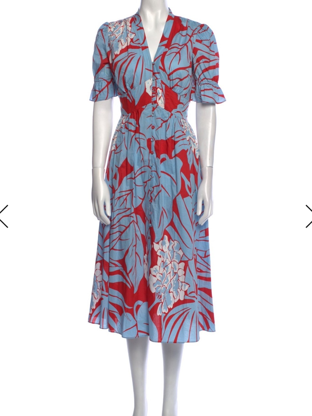 DVF Women's Blue & Red Floral Midi Dress 2
